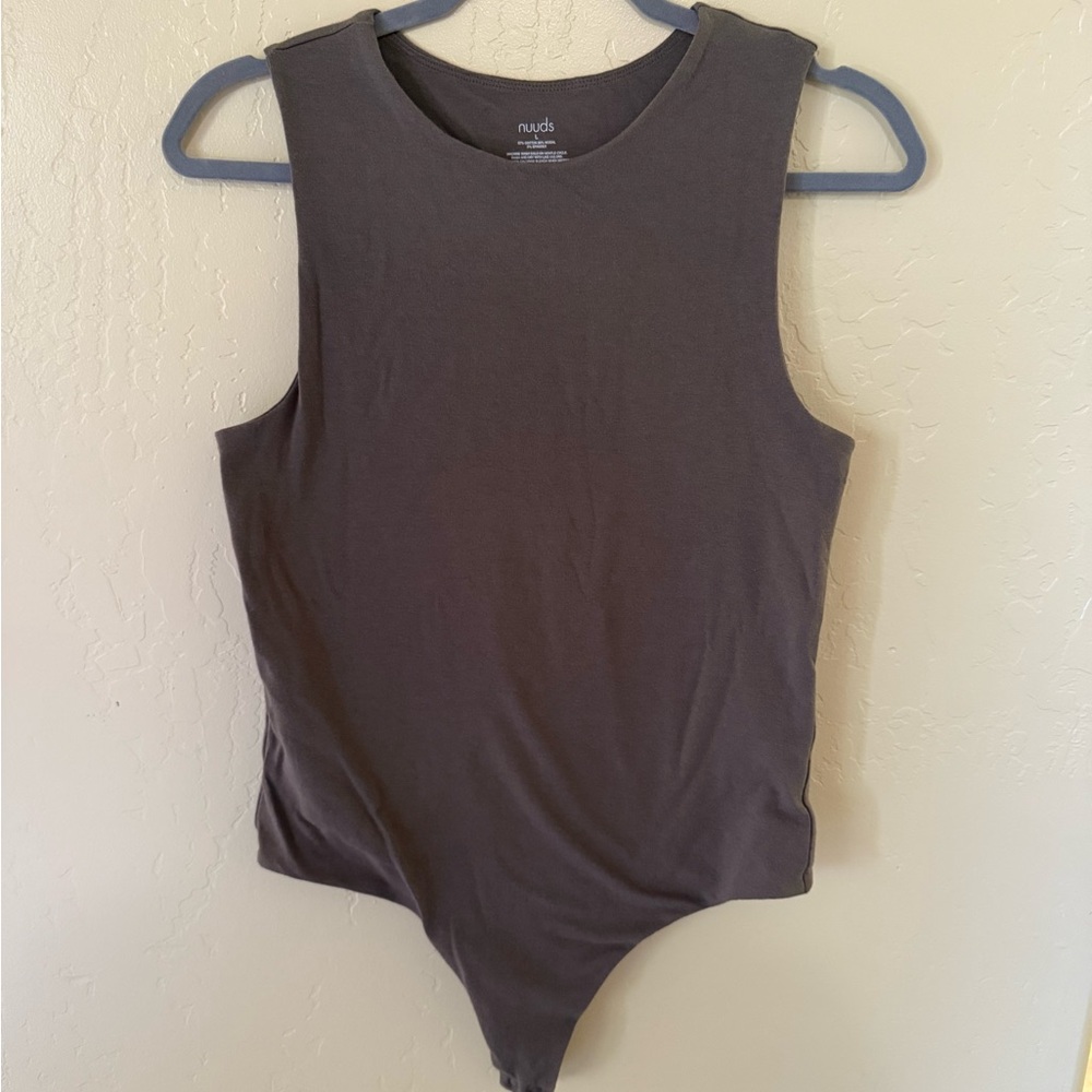 Nuuds Classic Crew Tank Bodysuit Mocha Size L
